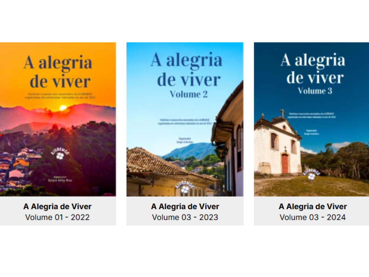Capas dos livros A Alegria de Viver, volumes 1, 2 e 3